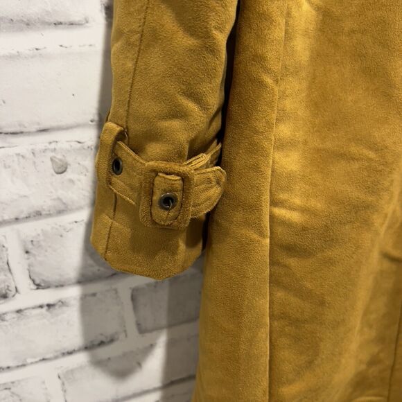 Steve Madden Women SZ S Rust Brown Double Breasted Faux Suede Trench Coat lined - Picture 8 of 12